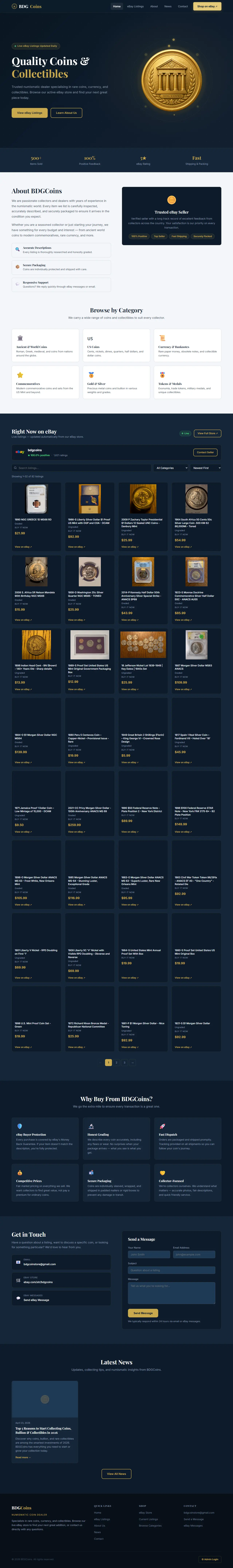 BDG Coins desktop website preview