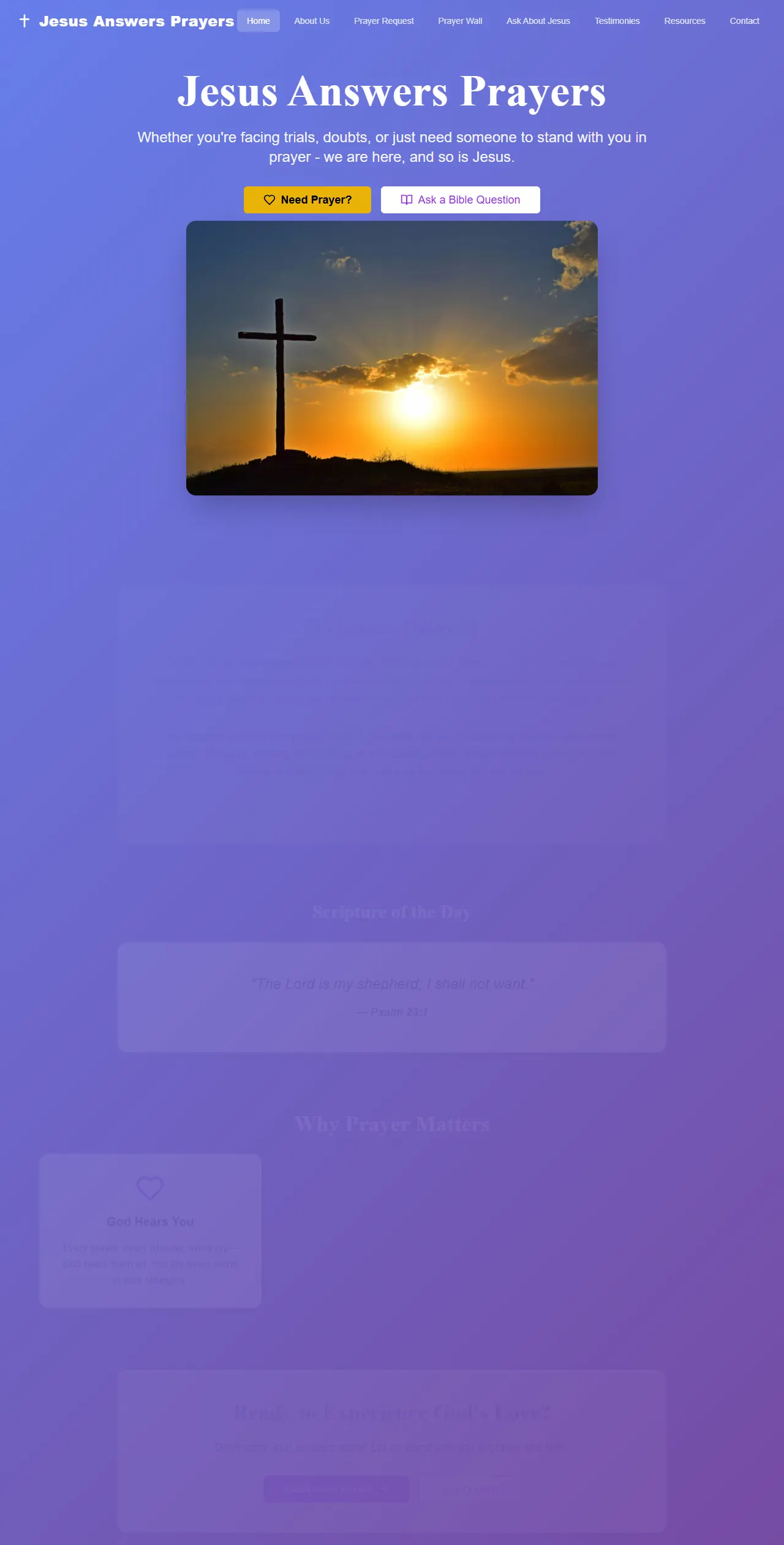 Jesus Answers Prayers desktop website preview