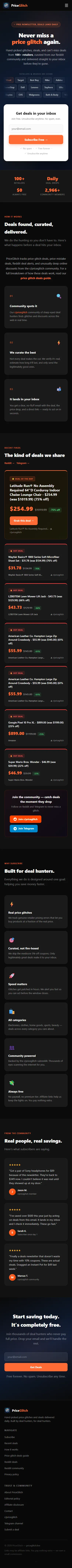 PriceGlitch mobile website preview