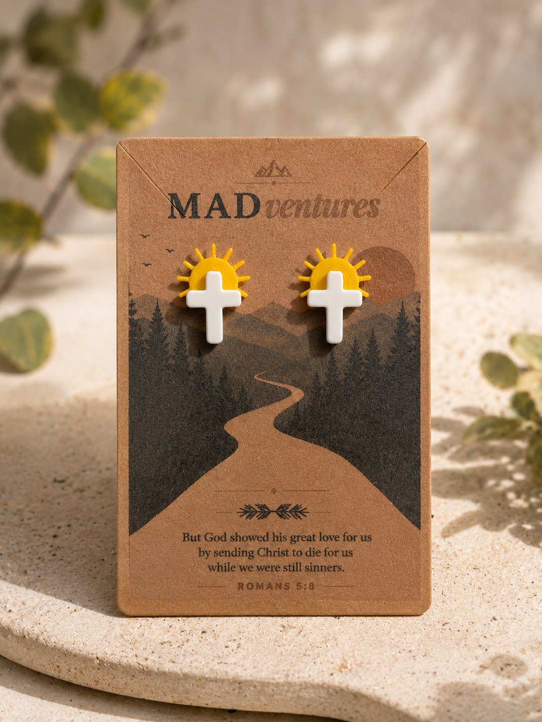 Cross Sun Stud Earrings